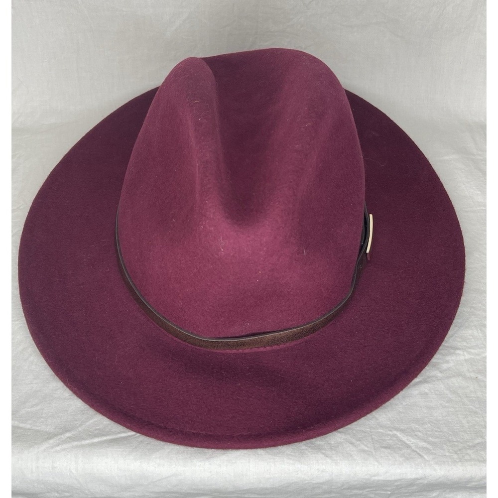 Furtalk Adjustable 100% Wool Hat Fedora Cowboy Style in Burgundy Size Large